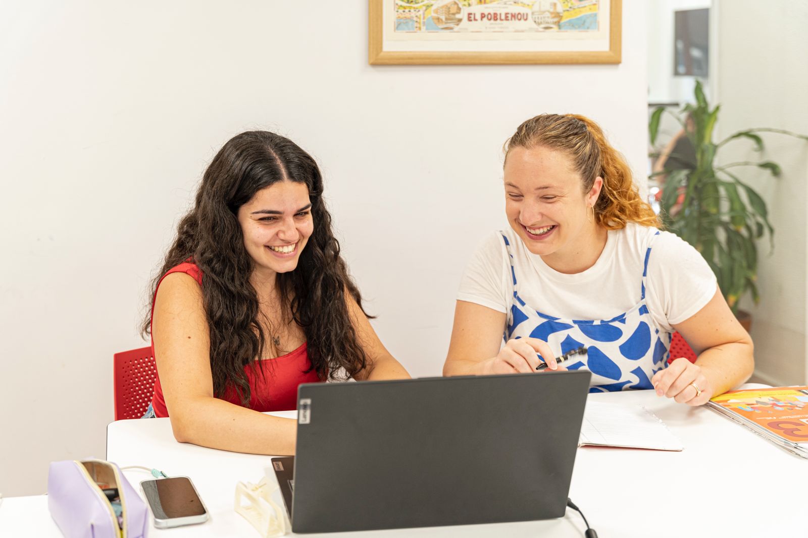 Students studying online in Barcelona
